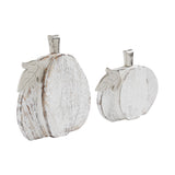 White Wash Farmhouse Wooden Pumpkin Set of 2-Lange General Store
