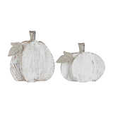 White Wash Farmhouse Wooden Pumpkin Set of 2-Lange General Store