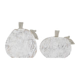 White Wash Farmhouse Wooden Pumpkin Set of 2-Lange General Store