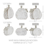 White Wash Farmhouse Wooden Pumpkin Set of 2-Lange General Store