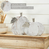 White Wash Farmhouse Wooden Pumpkin Set of 2-Lange General Store