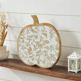 White Wash Wooden Carved Vine Pumpkin-Lange General Store