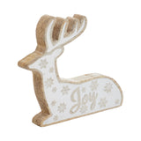 White Washed Joy Natural Wooden Reindeer-Lange General Store
