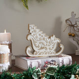 White Washed Santa on Duty Natural Wooden Sleigh-Lange General Store