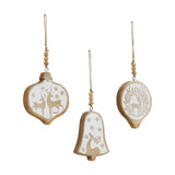 White Washed Winter Forest Natural Wooden Ornament Set of 3-Lange General Store