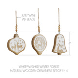 White Washed Winter Forest Natural Wooden Ornament Set of 3-Lange General Store