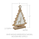 White Washed Winter Frolic Natural Wooden Tree-Lange General Store