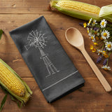 Windmill Farm Embroidered Dishtowel