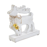 Winter Walk Distressed White Wooden Reindeer-Lange General Store