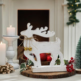 Winter Walk Distressed White Wooden Reindeer-Lange General Store