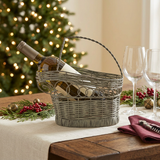 Wire Basket Wine Bottle Holder in a Christmas table setting