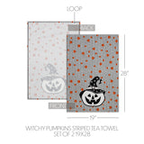 Witchy Pumpkins Striped Tea Towel Set of 2-Lange General Store