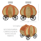 Wooden Pumpkin Carriage w/ Iron Wheels Decor-Lange General Store