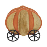 Wooden Pumpkin Carriage w/ Iron Wheels Decor-Lange General Store