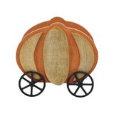 Wooden Pumpkin Carriage w/ Iron Wheels Decor-Lange General Store