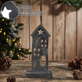 Wooden Saltbox House w/ Star Dark Brown-Lange General Store