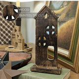 Wooden Saltbox House w/ Star Rustic Brown-Lange General Store