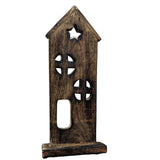 Wooden Saltbox House w/ Star Rustic Brown-Lange General Store