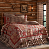 Woodland Brown Star Quilt bedroom with log cabin walls