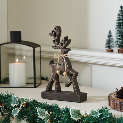 Woodland Winter Dark Wooden Reindeers-Lange General Store