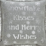 Yuletide Burlap Dove Grey Snowflake Kisses Pillow-Lange General Store