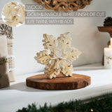 Yuletide Glow Brushed Gold Wooden Snowflakes-Lange General Store