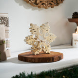 Yuletide Glow Brushed Gold Wooden Snowflakes-Lange General Store