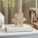 Yuletide Glow Brushed Gold Wooden Snowflakes-Lange General Store