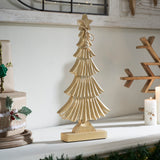 Yuletide Glow Brushed Gold Wooden Tree-Lange General Store