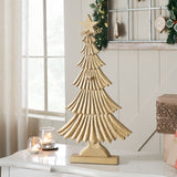 Yuletide Glow Brushed Gold Wooden Tree-Lange General Store