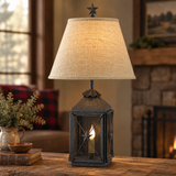 Black lantern lamp with Casual Classic Wheat Shade