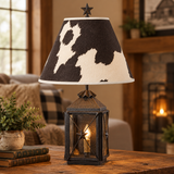 Black lantern lamp with Holstein shade, exact measured proportion