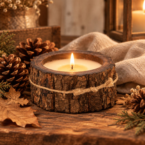 Tree Bark Pot Hand-Poured Soy Scented Candle - Small