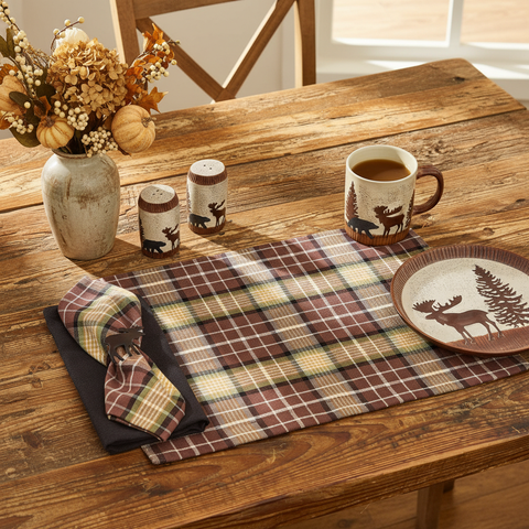 Single Friar Brown Plaid Placemat in a fall tablescape