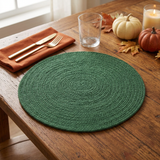 Solid Green Braided Placemat in a fall table setting