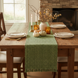Square fall lifestyle image featuring the sage green table runner