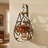Square Wood & Iron Hanging Shelf with fall florals