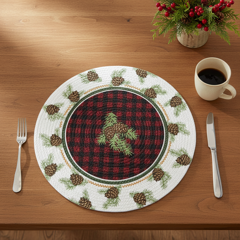Square Woodland Braided Placemat holiday table scene