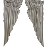 Ashlynn Ticking Stripe Short Prairie Curtains-Lange General Store