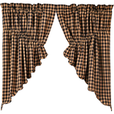 Black Check Prairie Swag Curtains-Lange General Store