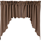 Black Check Swag Curtains-Lange General Store