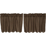 Black Check Tier Curtains 24"-Lange General Store