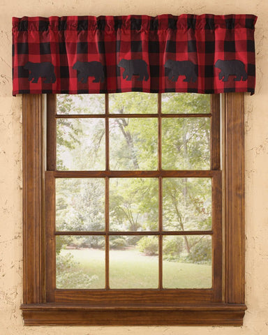 Wicklow Bear Black and Red Buffalo Check Valance-Lange General Store