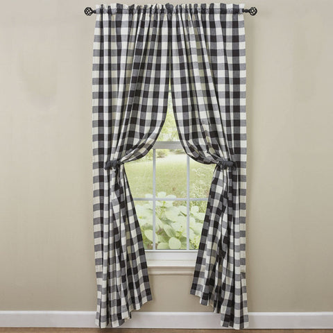 Wicklow Black Buffalo Check Panel Curtains-Lange General Store