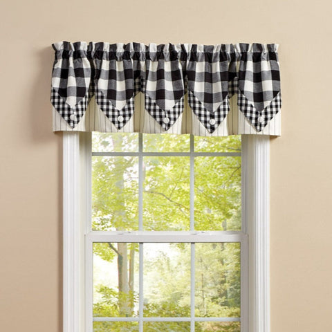 Buffalo Black and White Check Point Valance-Lange General Store