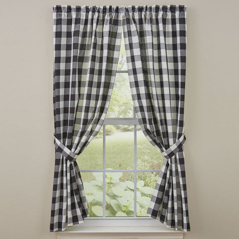 Wicklow Black Buffalo Check Short Panel Curtains-Lange General Store
