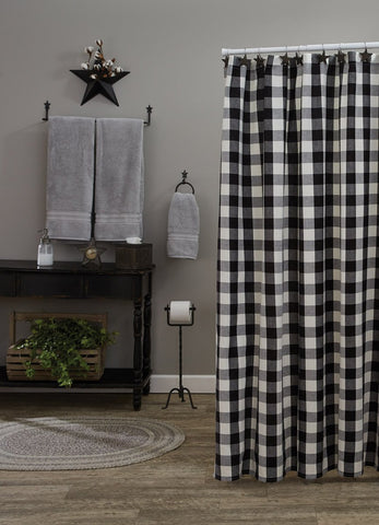 Wicklow Black Check Shower Curtain-Lange General Store