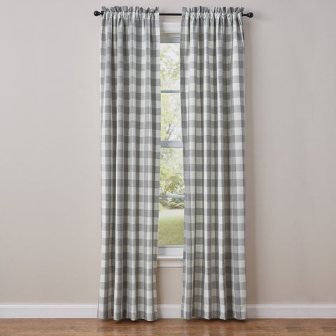 Wicklow Grey Check Panel Curtains-Lange General Store