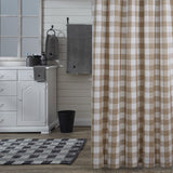 Wicklow Natural Check Shower Curtain-Lange General Store