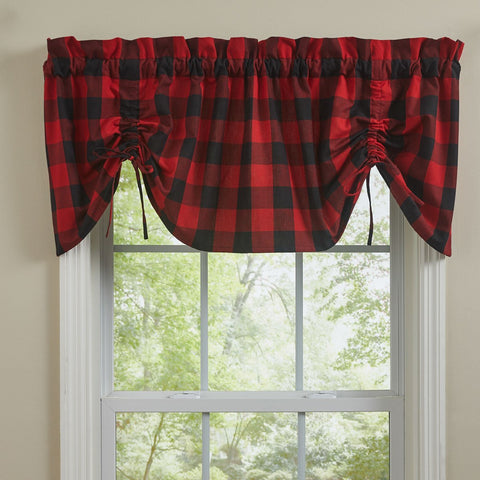 Wicklow Red and Black Buffalo Check Farmhouse Valance-Lange General Store
